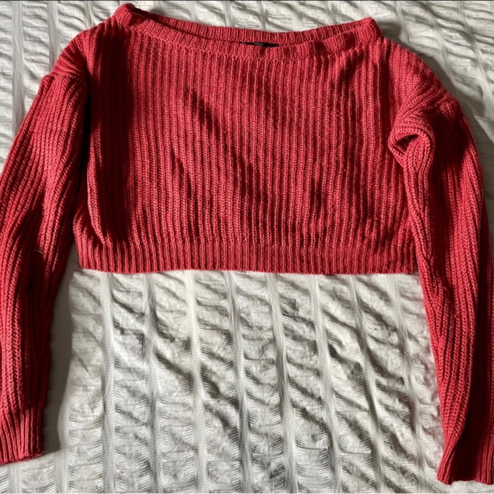 Missguided Red/Rust slash neck knitted sweater